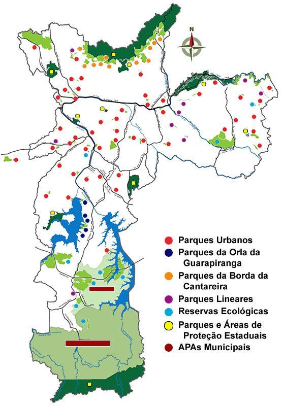 Figura 5: Os Parques Municipais e as Unidades de Conservação