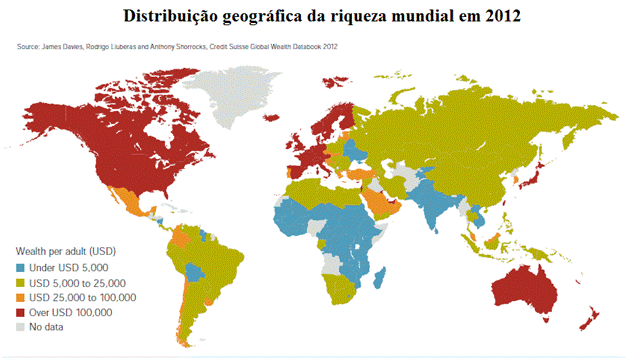 A distribuição geográfica da riqueza mundial