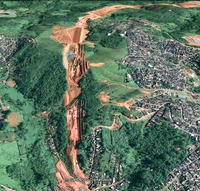 Imagem Google mostrando aspectos construtivos do trecho oeste do Rodoanel paulistano.