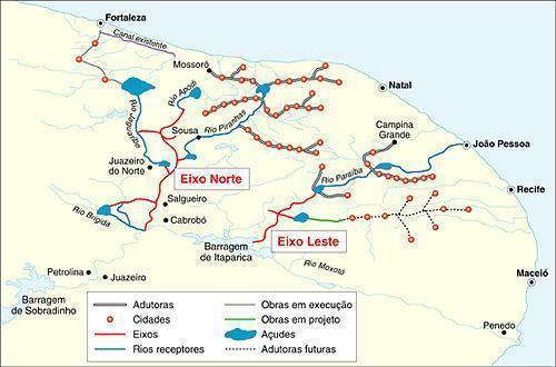 canais projetados da transposição do rio São Francisco