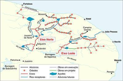 Eixos do projeto de transposição do Rio São Francisco