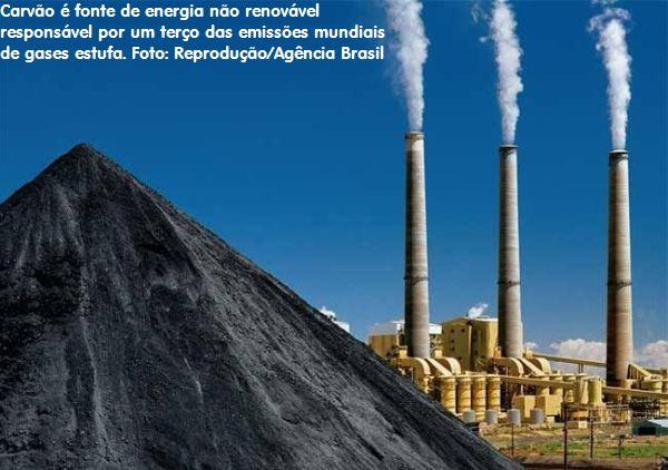 Carvão é fonte de energia não renovável responsável por um terço das emissões mundiais de gases estufa. Foto: Reprodução/Agência Brasil