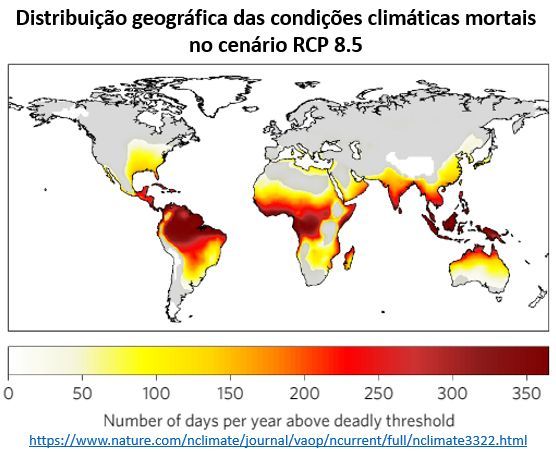 distribuição geográfica das condições climáticas mortais