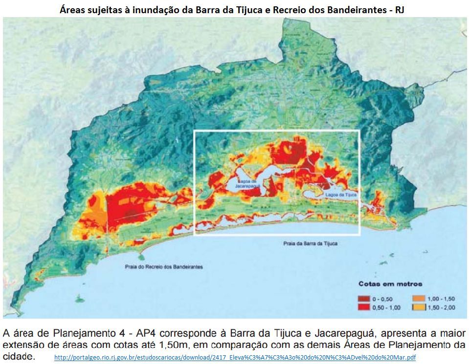 áreas sujeitas à inundação da Barra da Tijuca e Recreio dos Bandeirantes, RJ