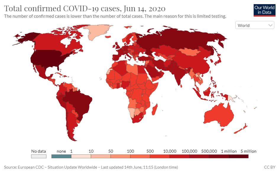 total de casos confirmados de covid-19 no mundo