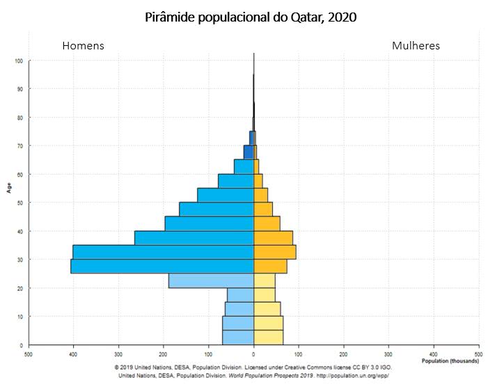 Pirâmide populacional do Catar, 2020