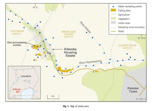 A mina Kilembe está localizada a 10 km a oeste da cidade de Kasese, nas encostas da montanha Rwenzori, no oeste de Uganda