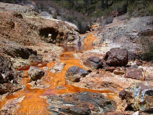 águas naturais afetadas por minerração