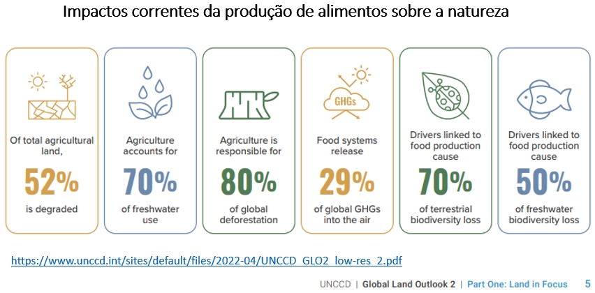 impactos concorrentes da produção de alimentos sobre a natureza