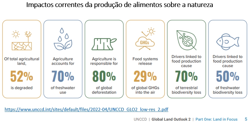 impactos concorrentes da produção de alimentos sobre a natureza