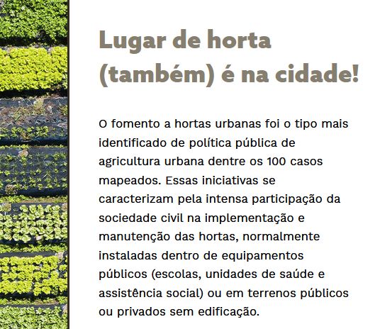 Plataforma apresenta políticas públicas de agricultura urbana em todo país