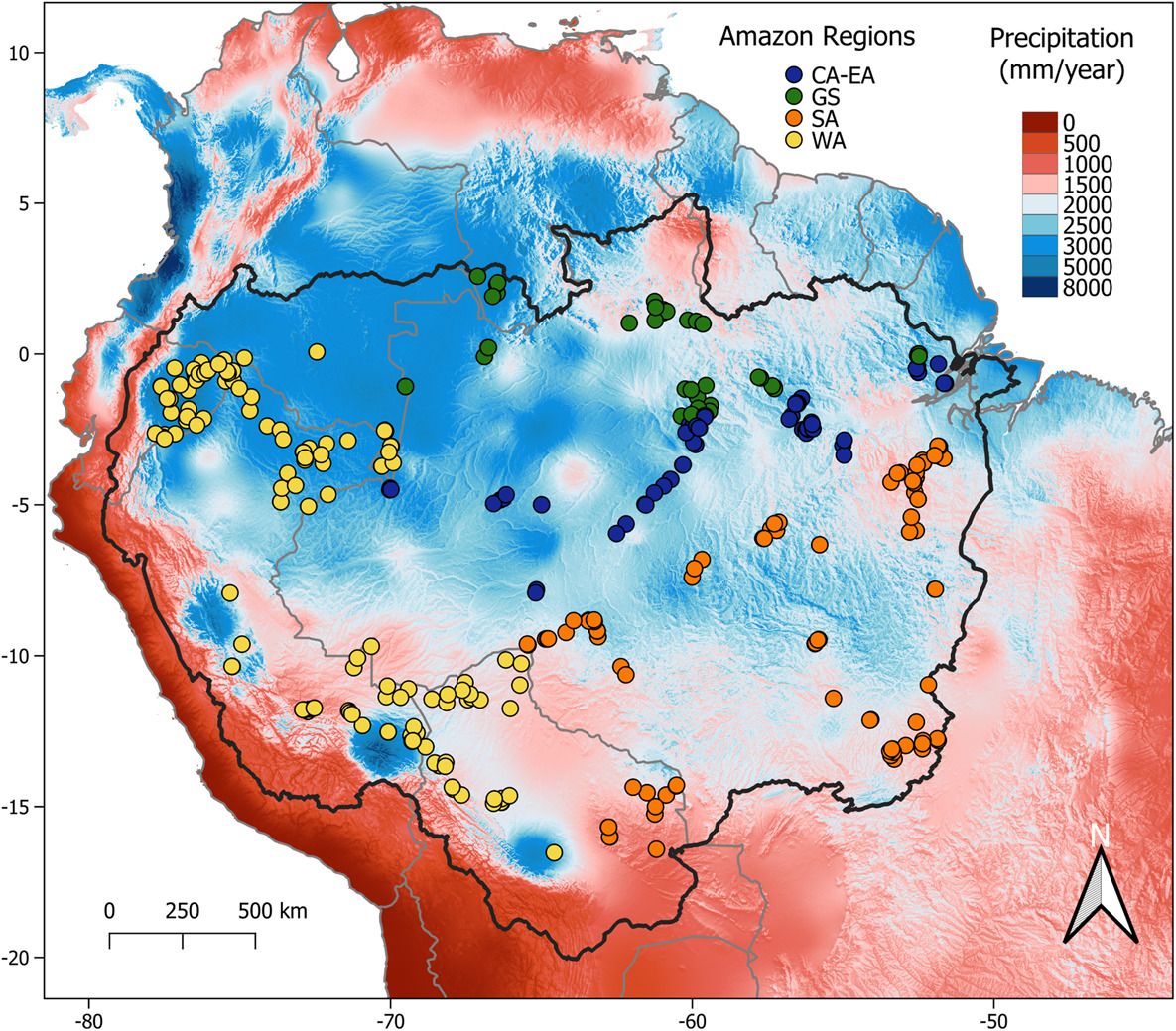condições hidrológicas locais influenciam a diversidade e a composição das árvores em toda a bacia amazônica