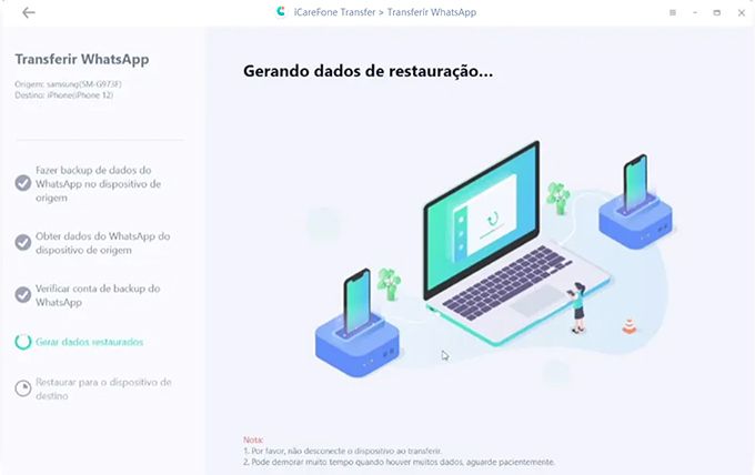 gerando dados de restauração do backup do whatsapp