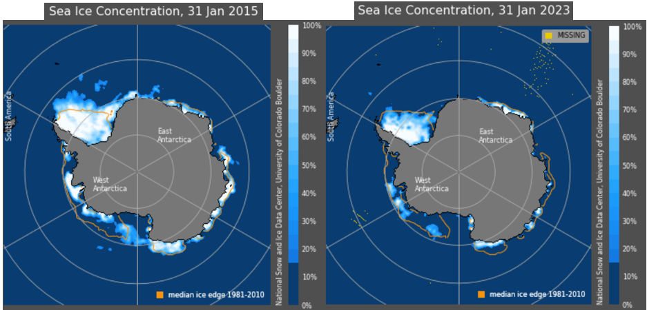 concentração de gelo marinho ao redor da antártida
