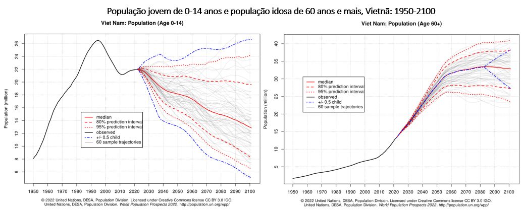 população jovem e população idosa no Vietnã