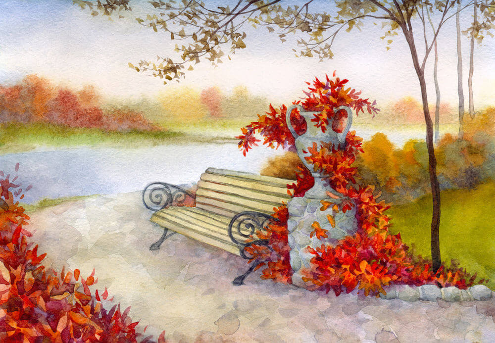 melancolia de outono em aquarela
