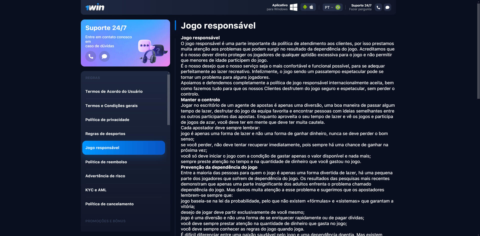 jogo responsável