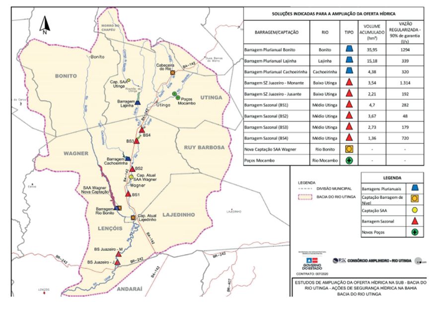 mapa geral de ampliação da oferta hídrica do sub sistema hidrográfico do rio utinga